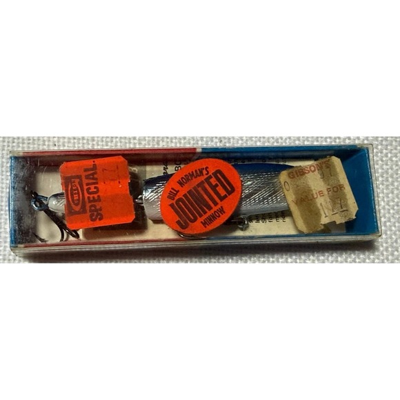 Bill Norman Other - VTG Bill Norman Jointed Minnow Reb2 Fishing Lure Blue Silver Prism Finish Box